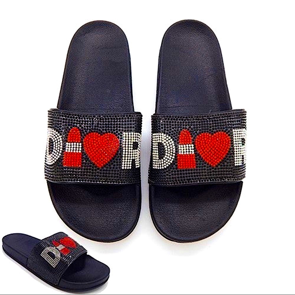 🆕🖤VERA: BLACK D💄❤️R  Bling Slides SIZE 10